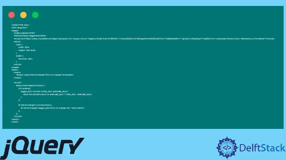 How to Toggle a Text With jQuery Delft Stack