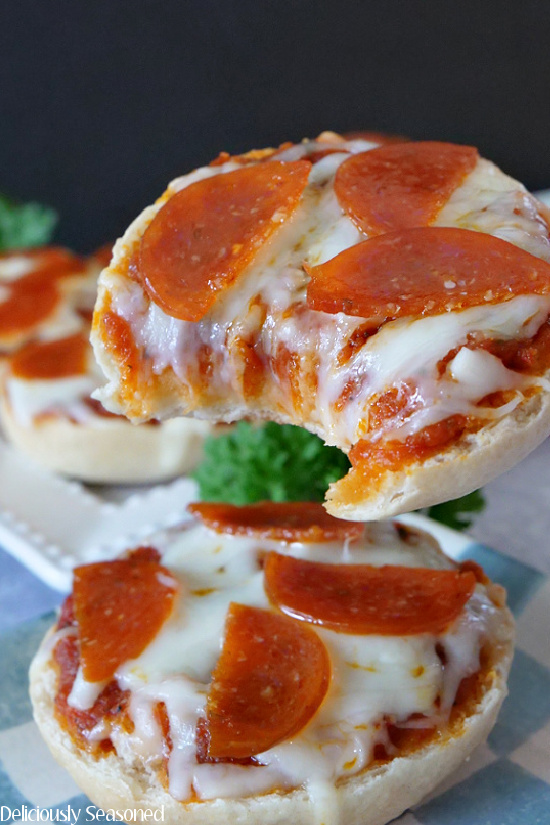Pepperoni Bagel Bites Party Food Recipe Deliciously Seasoned
