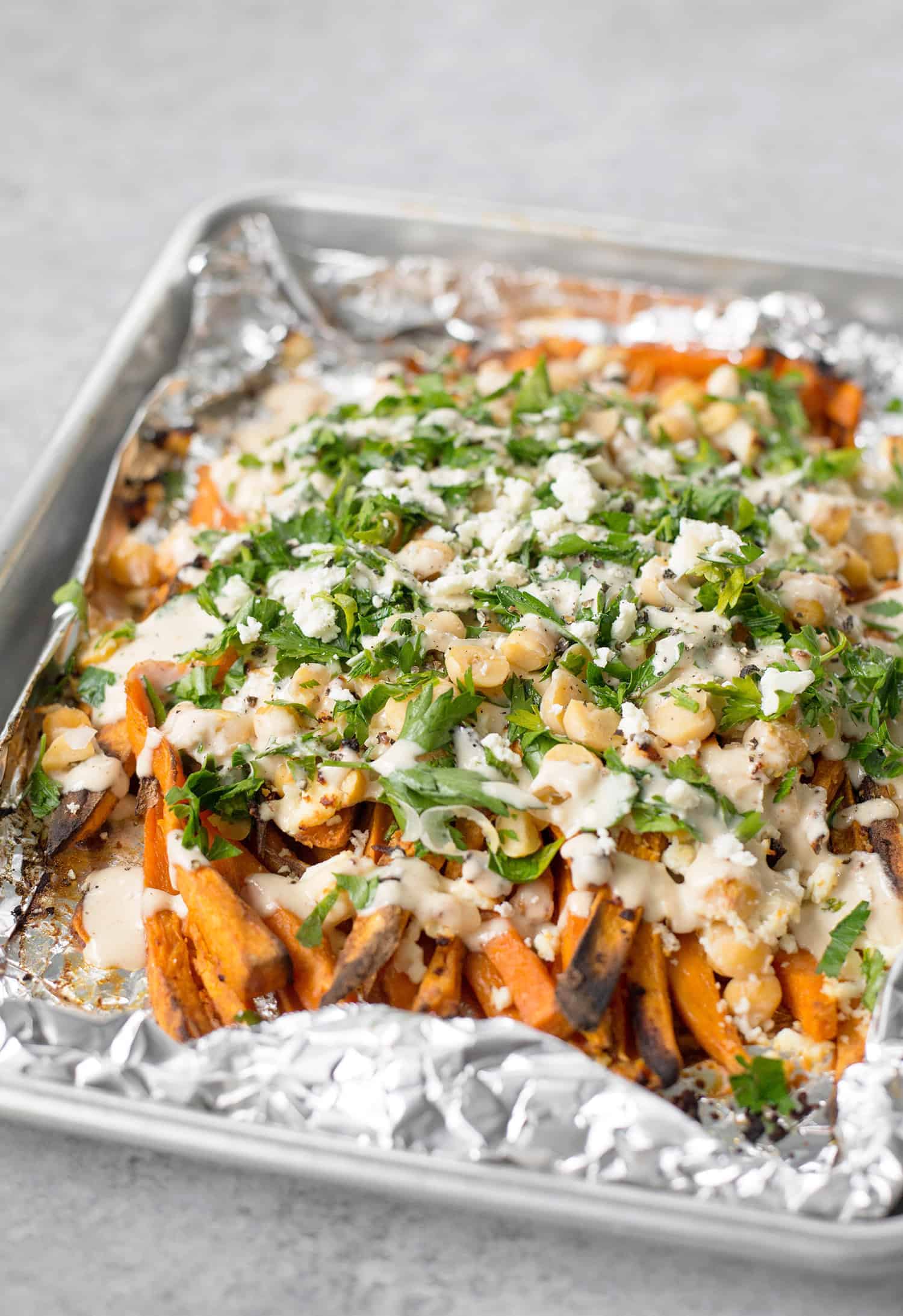 Loaded Sweet Potato Greek Fries Delish Knowledge