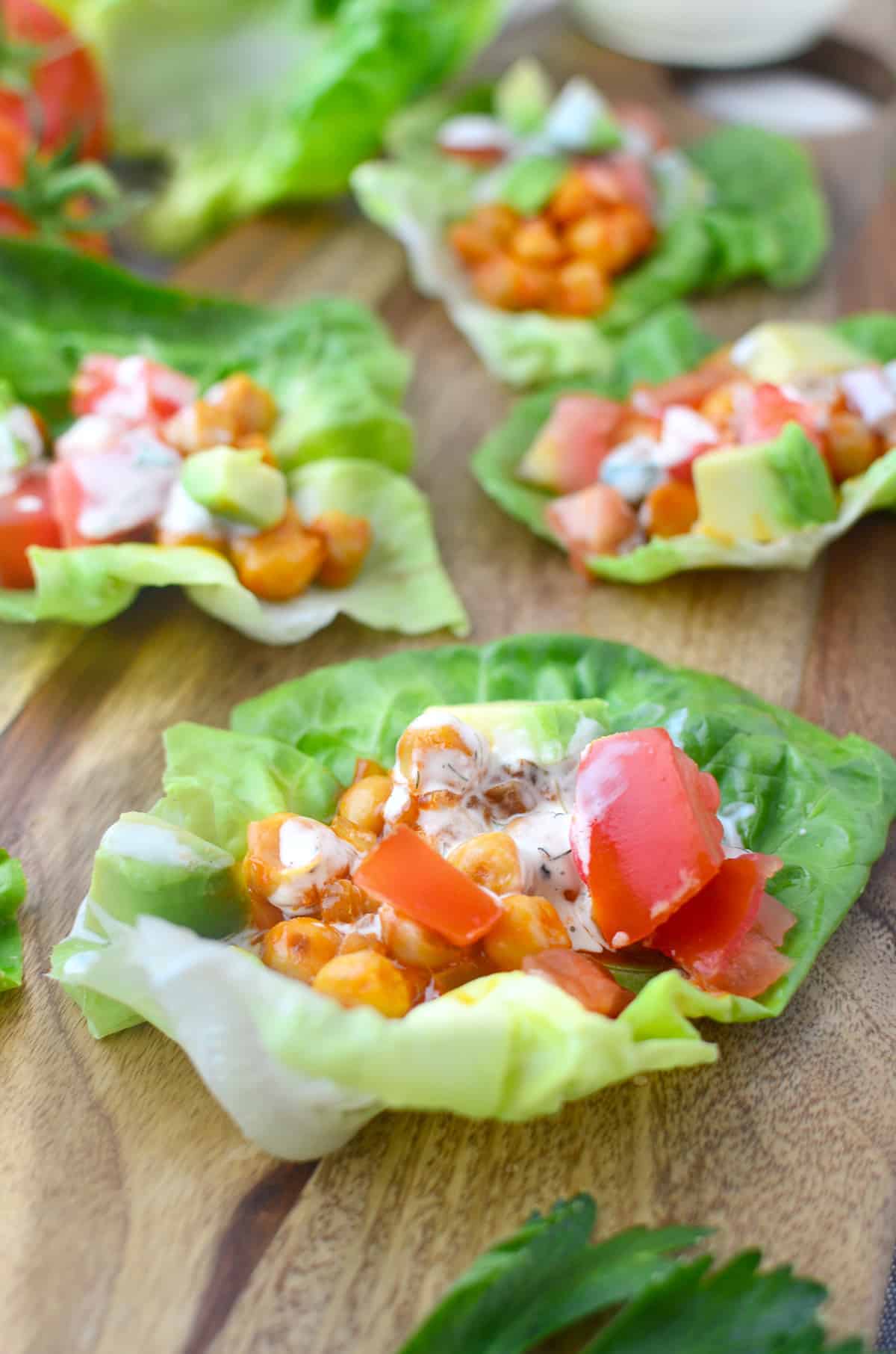 Buffalo Chickpea Lettuce Wraps + Video Delish Knowledge