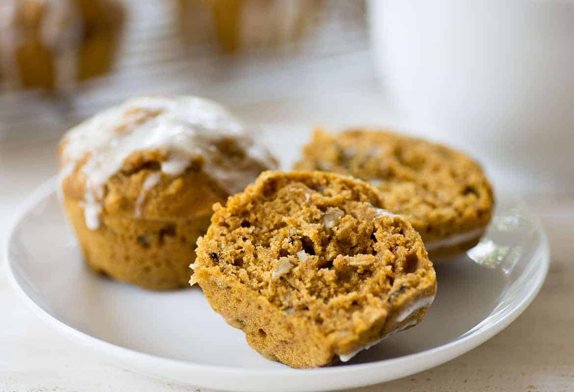 Pumpkin Muffins with Yogurt Glaze Delish Knowledge
