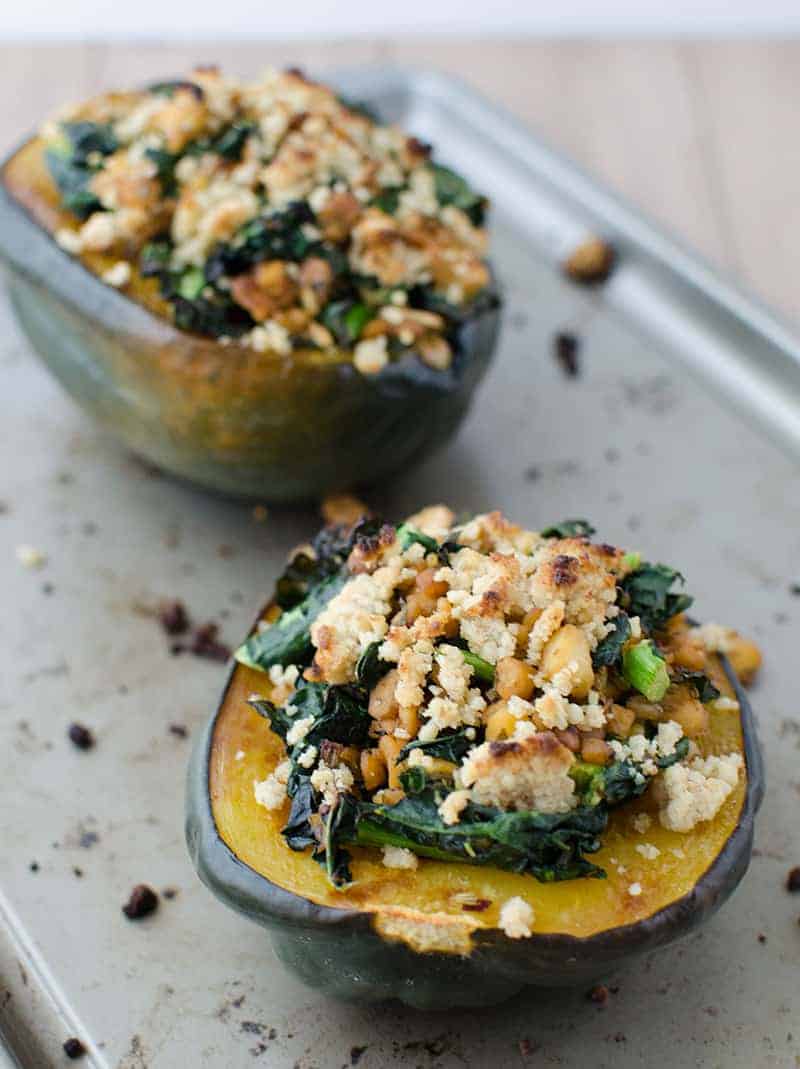 Kale and Tempeh Stuffed Acorn Squash Delish Knowledge