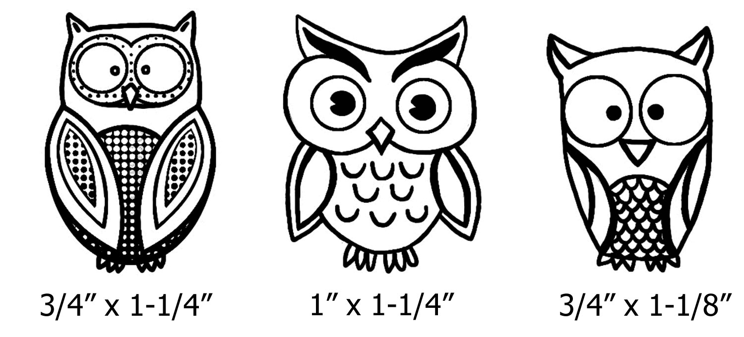 Owls Black Enamel Decal Assortment White