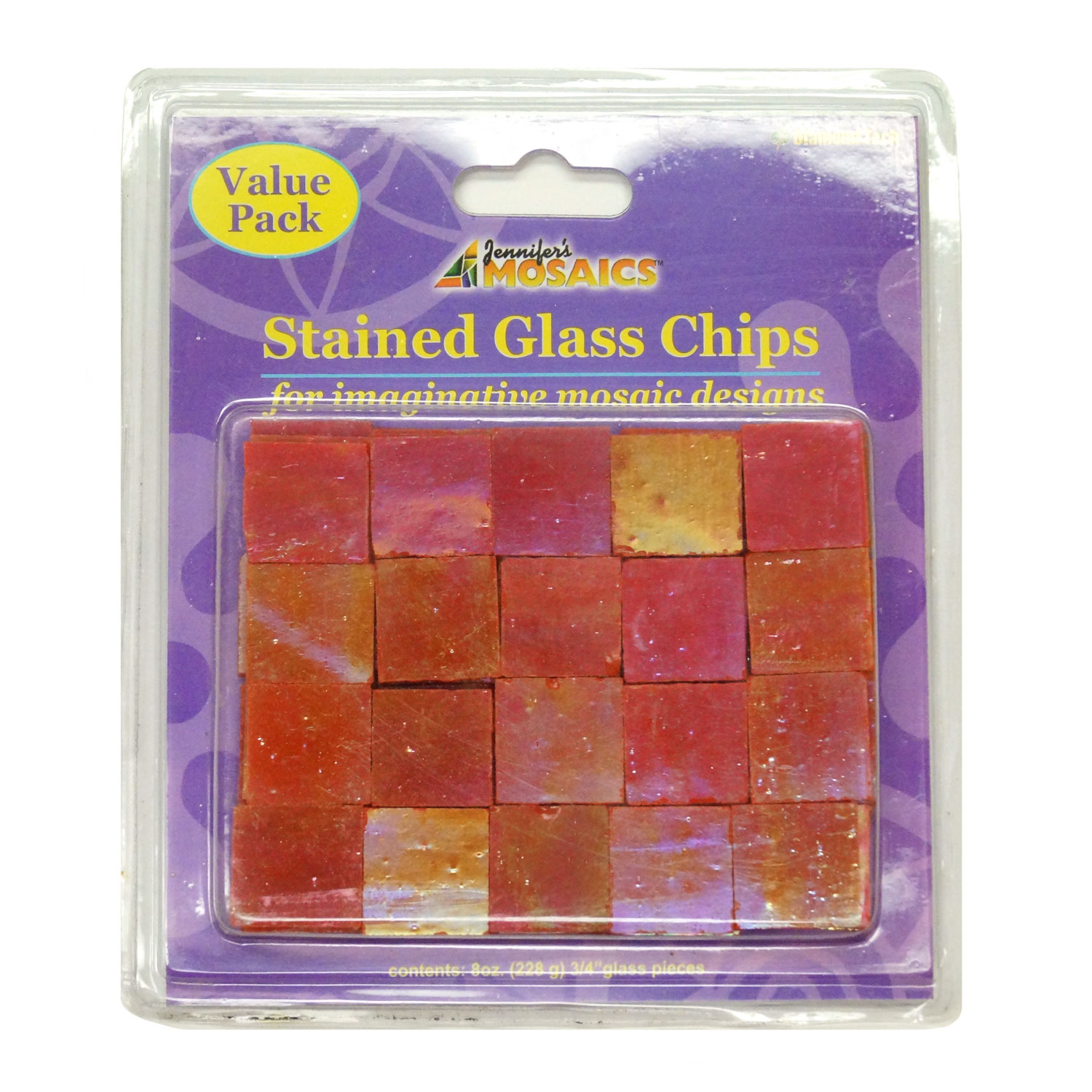 3/4" Red Iridized Stained Glass Chips 80 Pieces Delphi Glass
