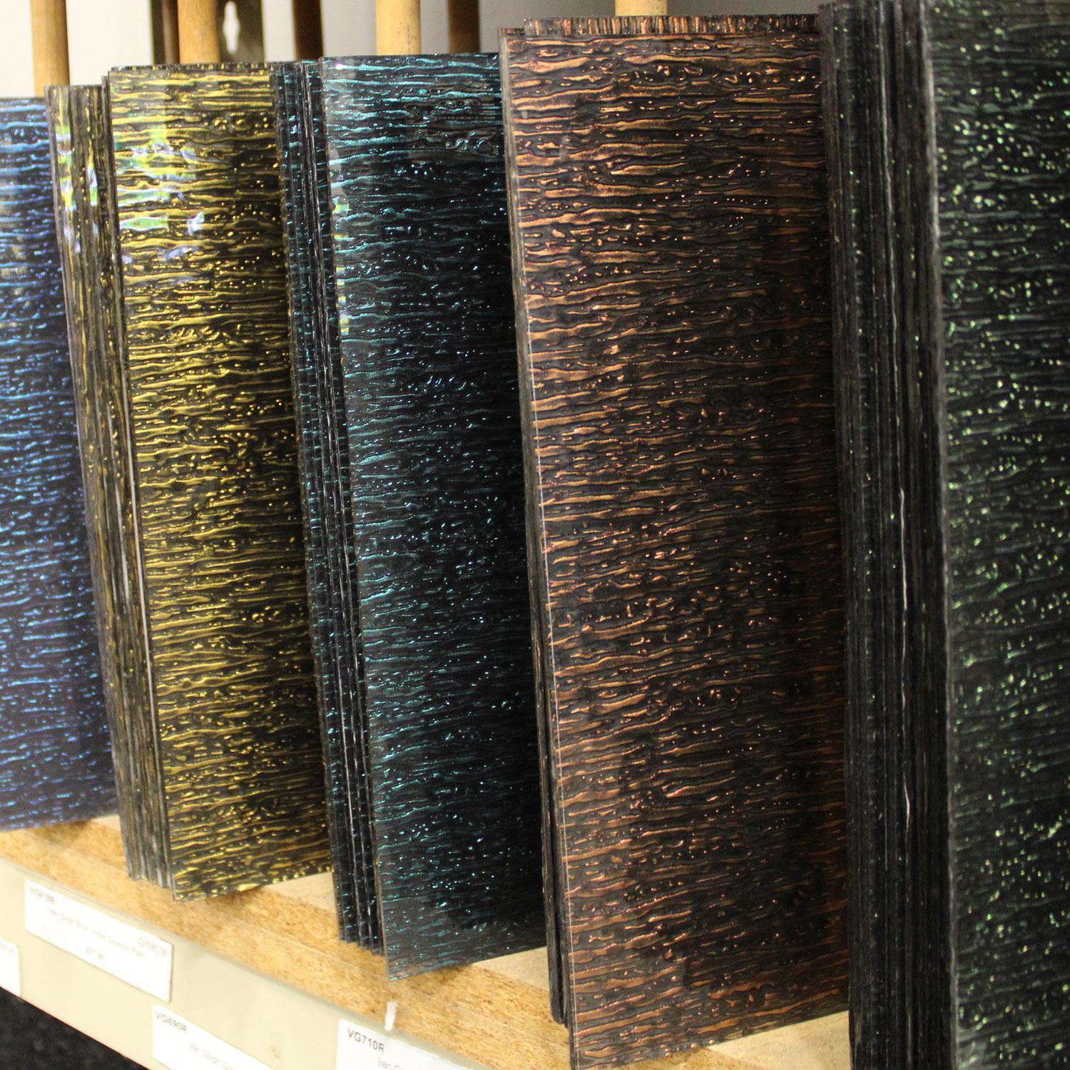 Van Gogh Turquoise Sparkle Rain Stained Glass Sheets Delphi Glass