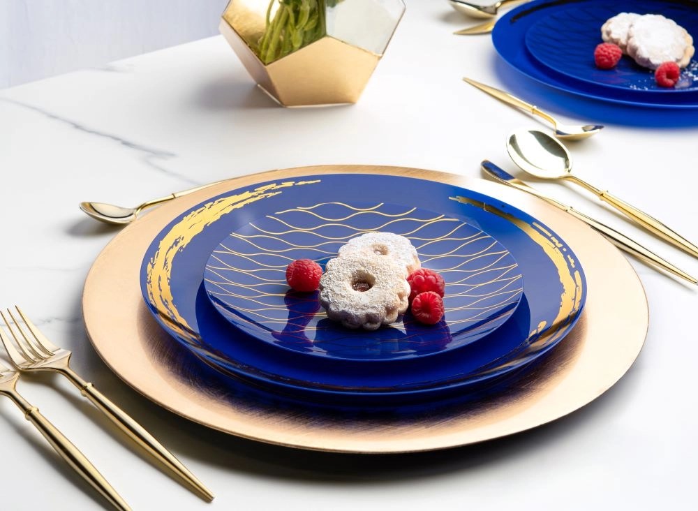 Deluxe Dinnerware Royal Blue and Gold Dinnerware Set