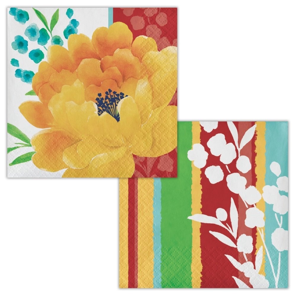 Deluxe Dinnerware Beautiful Blossoms Beverage Napkins