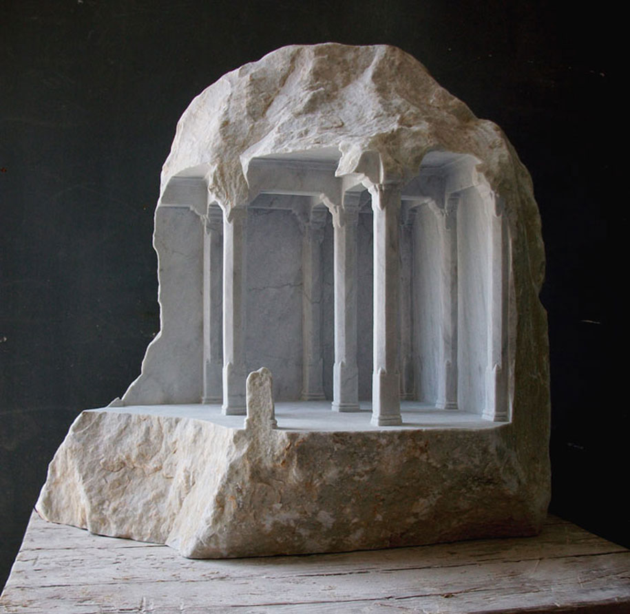 Sculptor Carves Realistic Architectural Sculptures Into