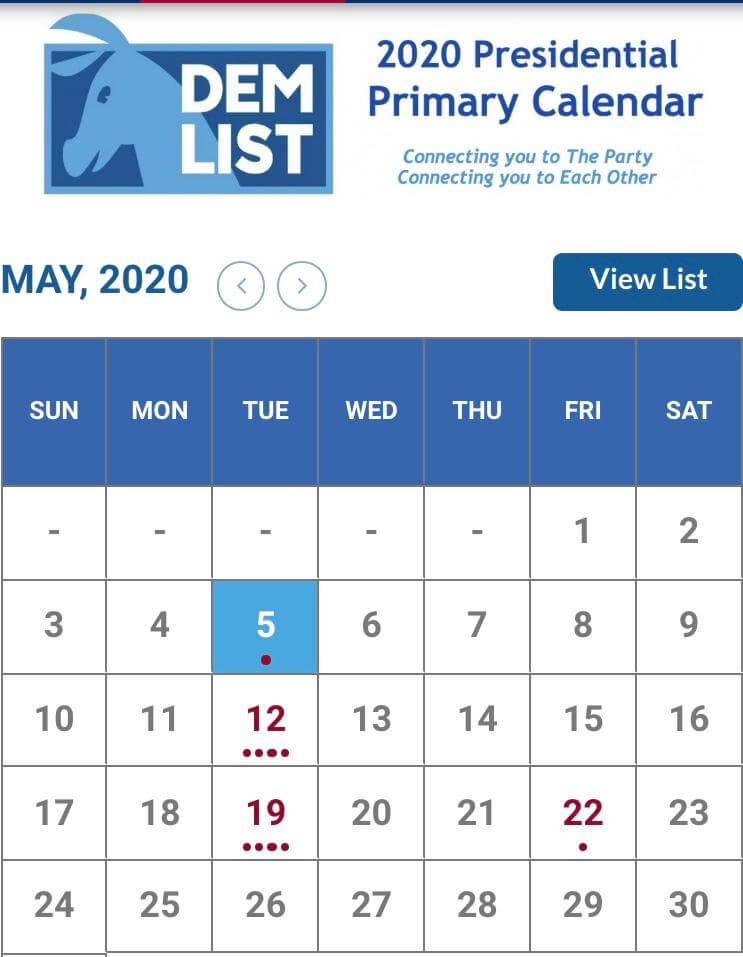 DemDaily Presidential Primary Calendar. The Update! DemList