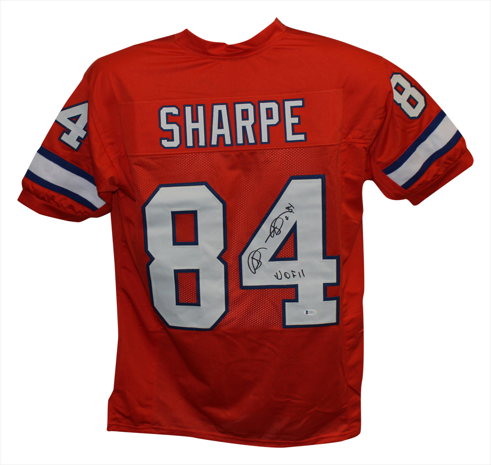 Shannon Sharpe Autographed/Signed Pro Style TB Orange XL Jersey HOF BAS