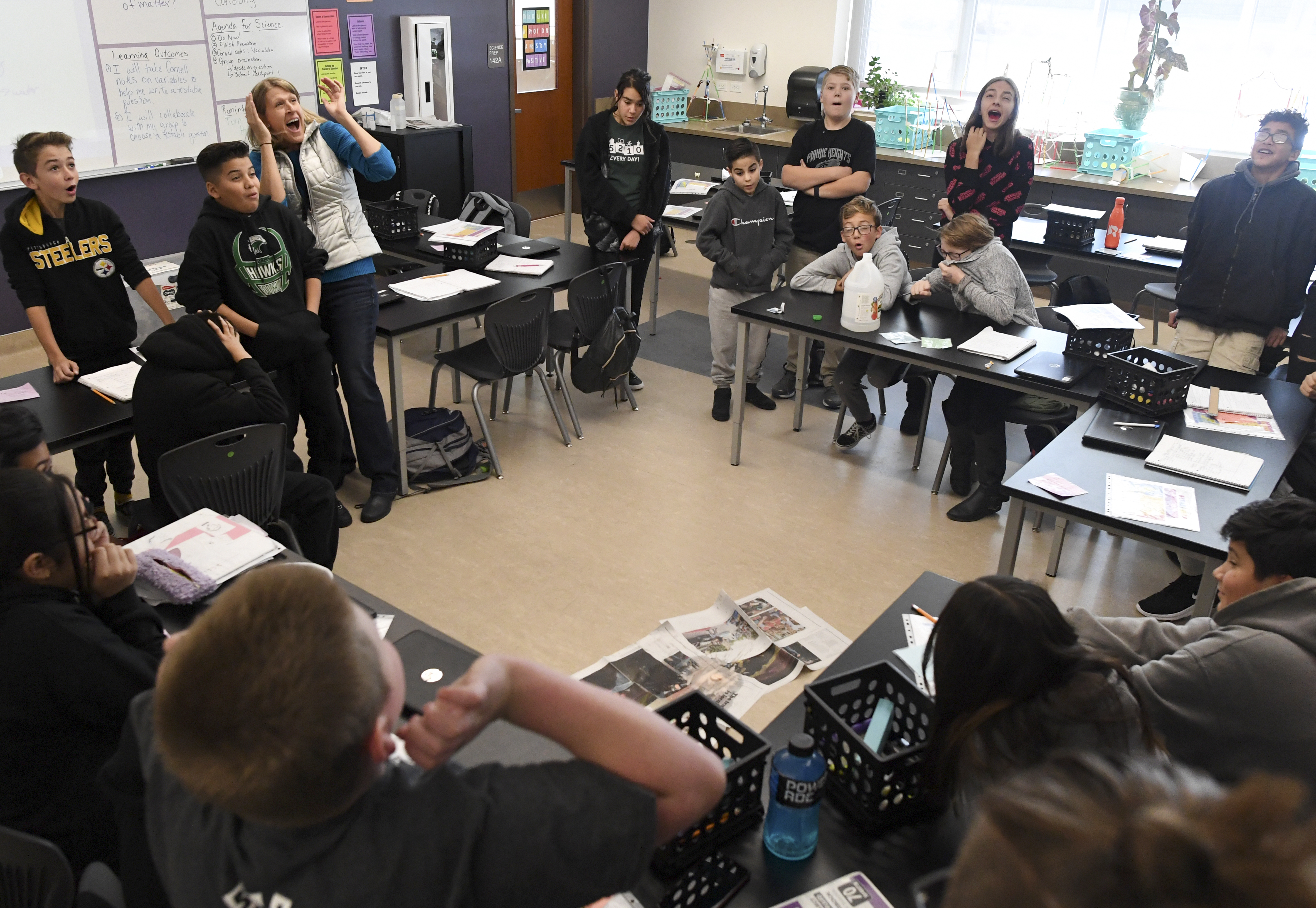 Karen Giesler does a science experiment ...