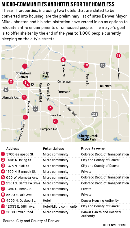 Denver mayor unveils 11 sites for that could house homeless