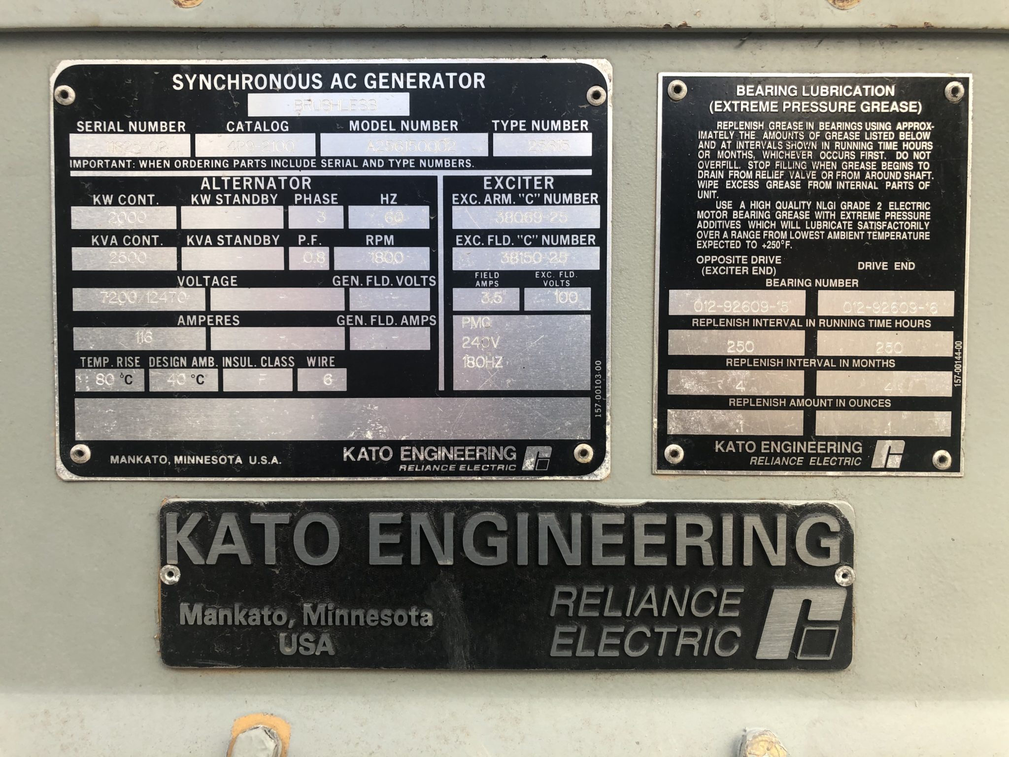 Low Hour Kato 2000KW Generator End Item17027 Depco Power Systems