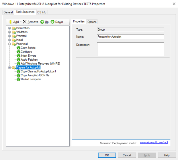 Using MDT with Windows Autopilot for Existing Devices Task Sequence