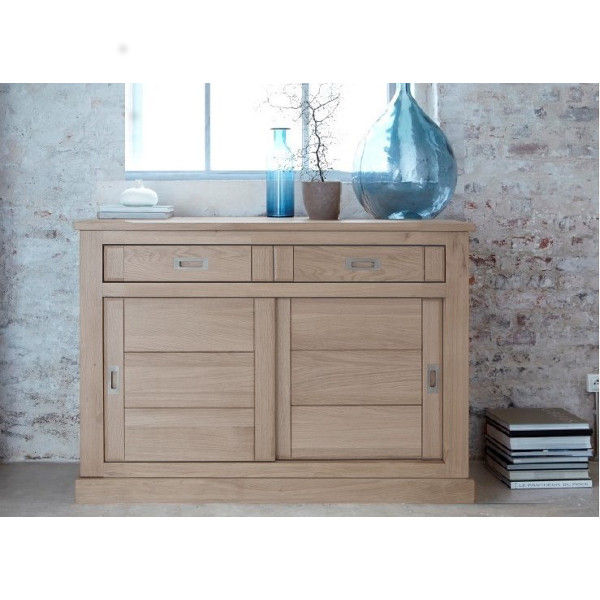 Bahut Contemporain Chene Massif 2 Portes Coulissantes Milano Le