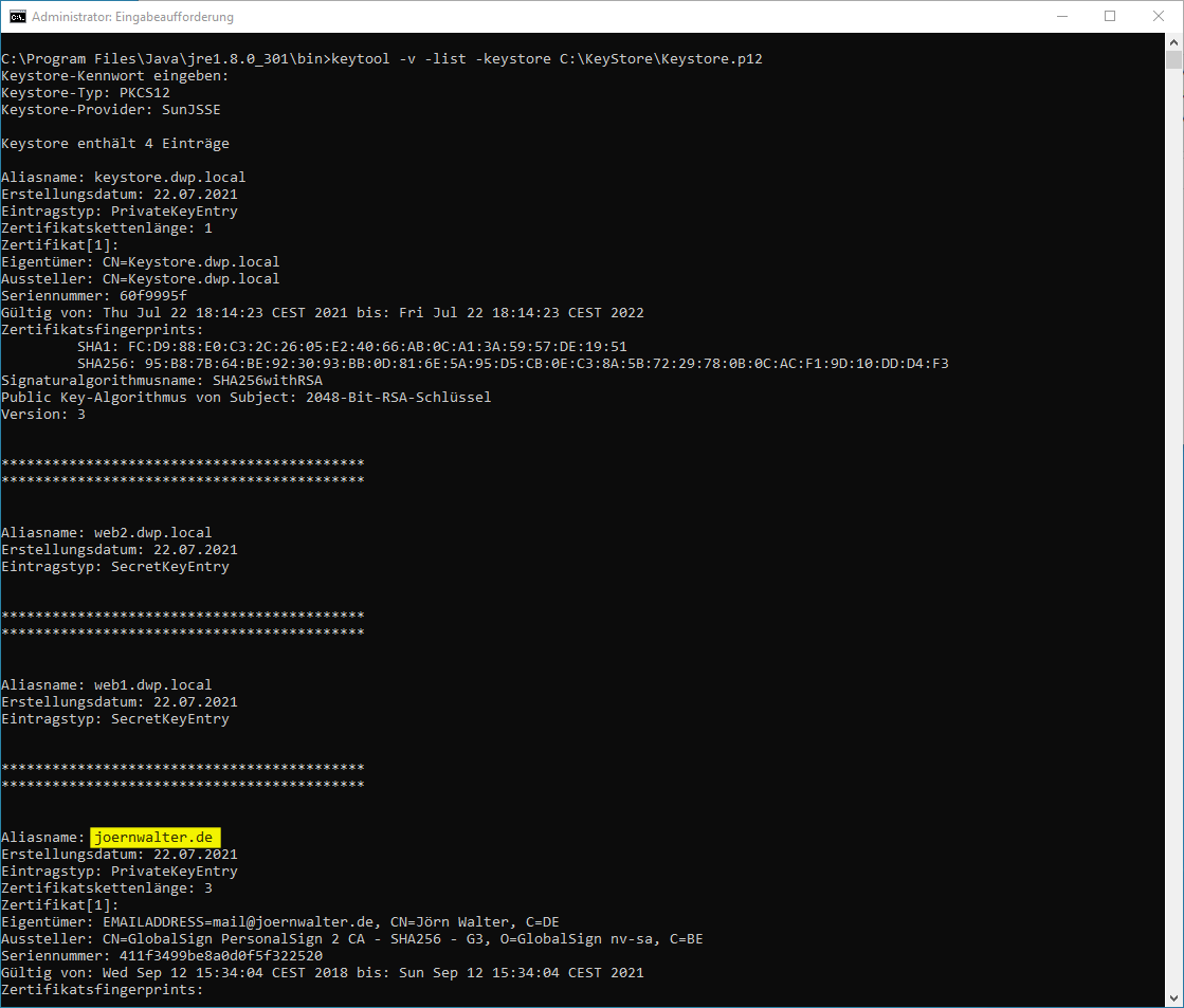 Keytool Alias in Keystore umbenennen Der Windows Papst IT Blog Walter