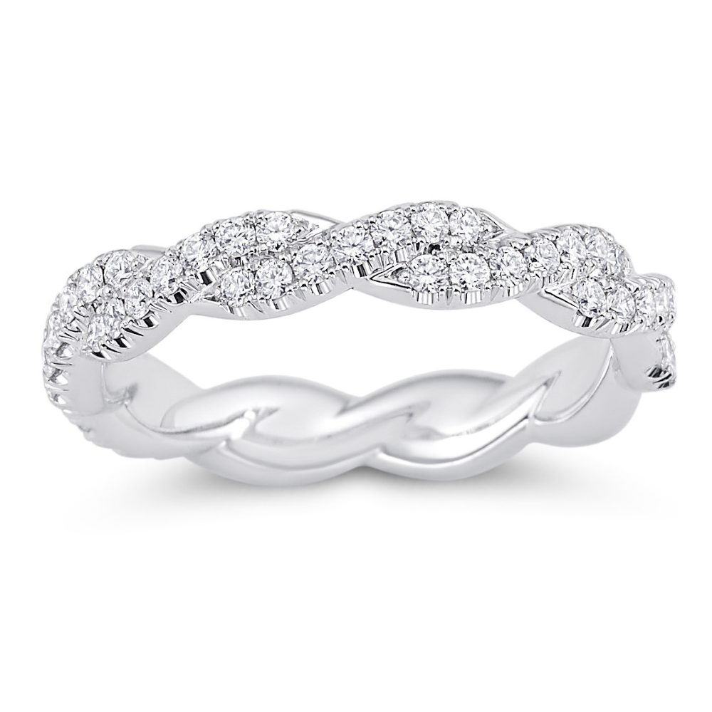 14K White Gold Diamond Twist Wedding Band Derco Diamonds