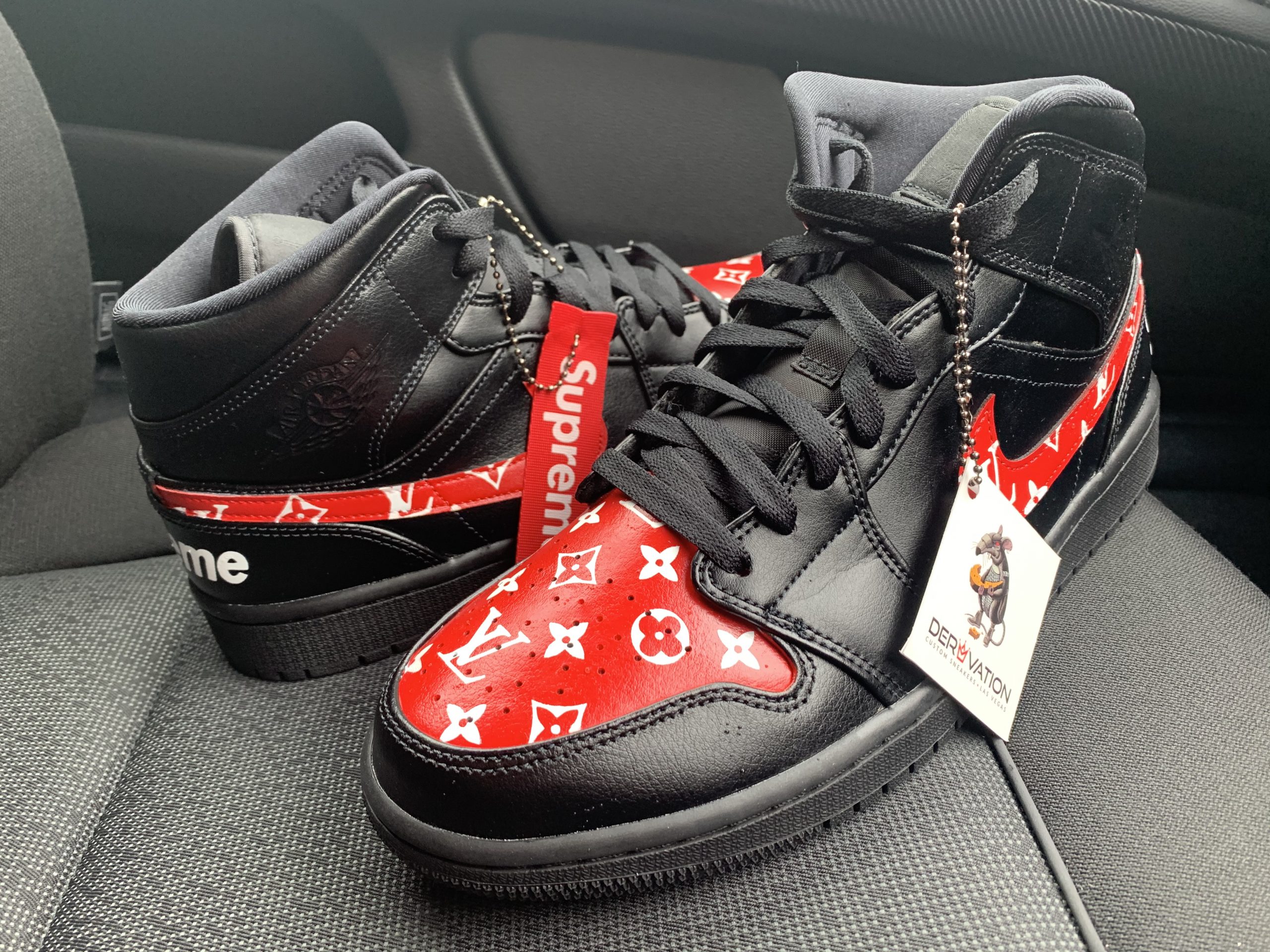 Custom Black LV Super Jordan 1 Mid Origin Custom