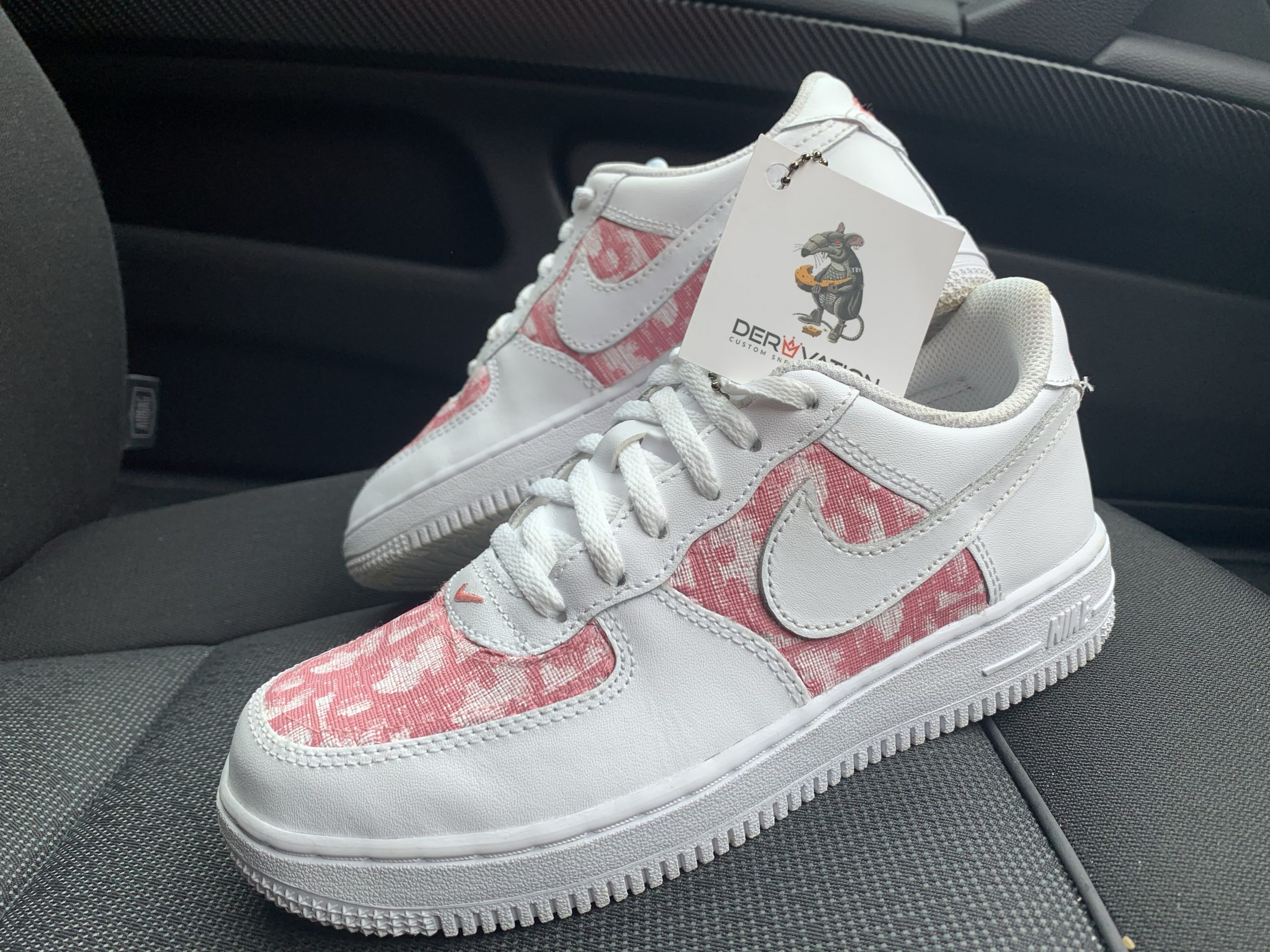 CUSTOM PINK DIOR X 20 AIR FORCE 1 Derivation Customs Custom sneakers Swarovski trainers