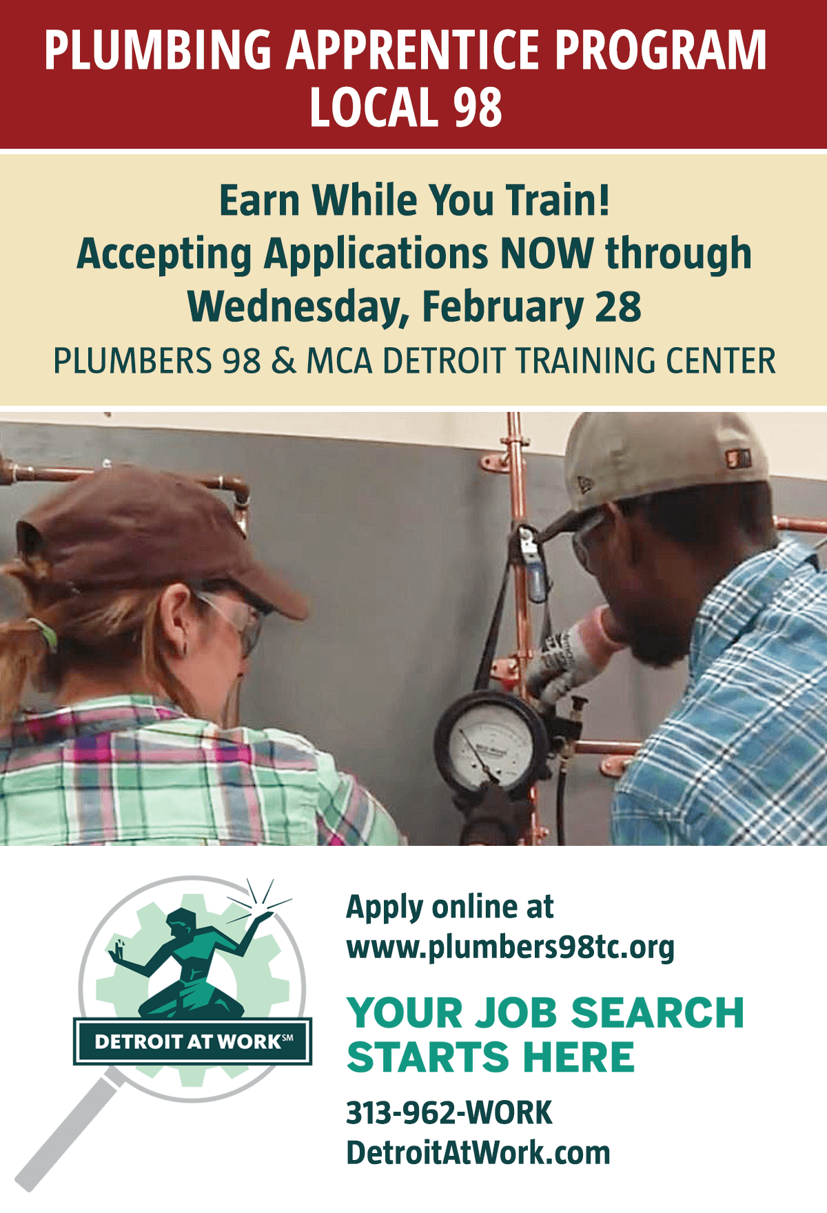 Plumbers Local 98 Accepting Apprentice Program Applications Detroit Employment Solutions