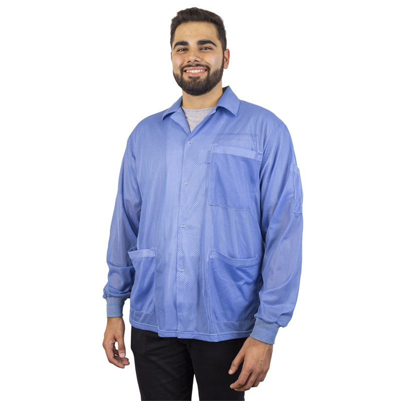 Desco Europe ESD 221420 Statshield® Smock, Blue Jacket with Knitted