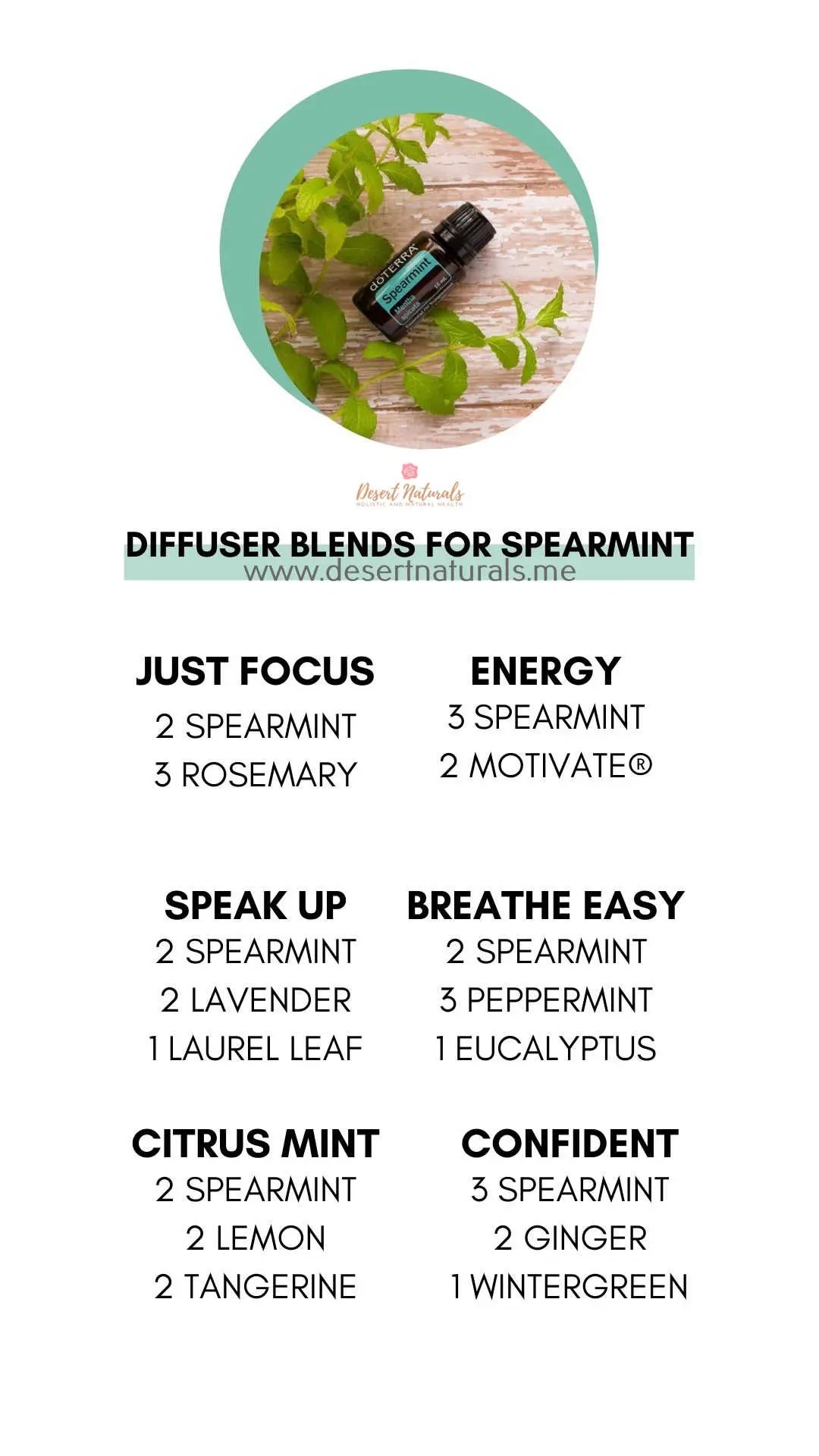 30 Spearmint Essential Oil Benefits, Uses, & Diffuser Blends Desert