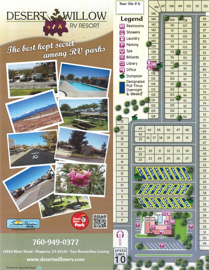 Desert Willow RV Resort Hesperia California Site Map