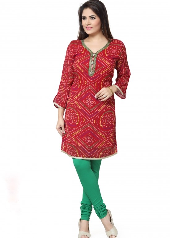 Bandhini Print Fine Tunic + Matching Green Leggings 27125