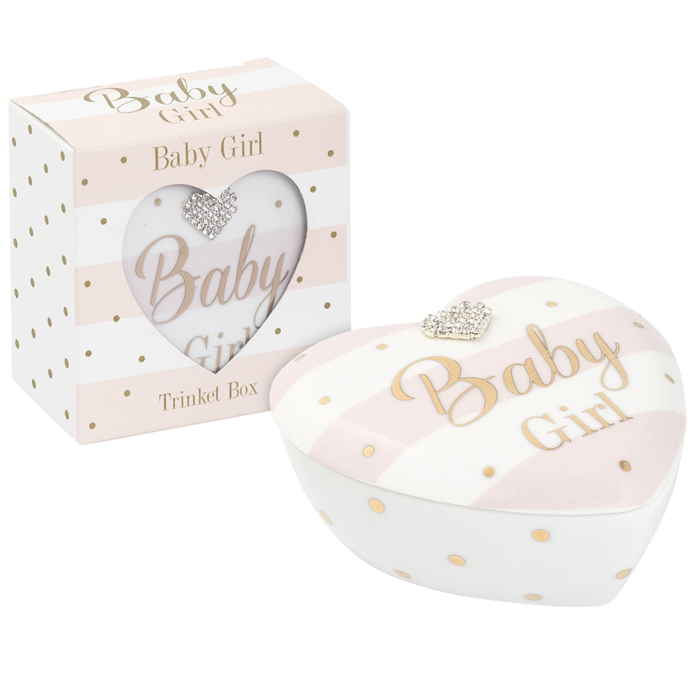 Mad Dots Baby Girl Ceramic Heart Shaped Keepsake Box Design 24 Gifts