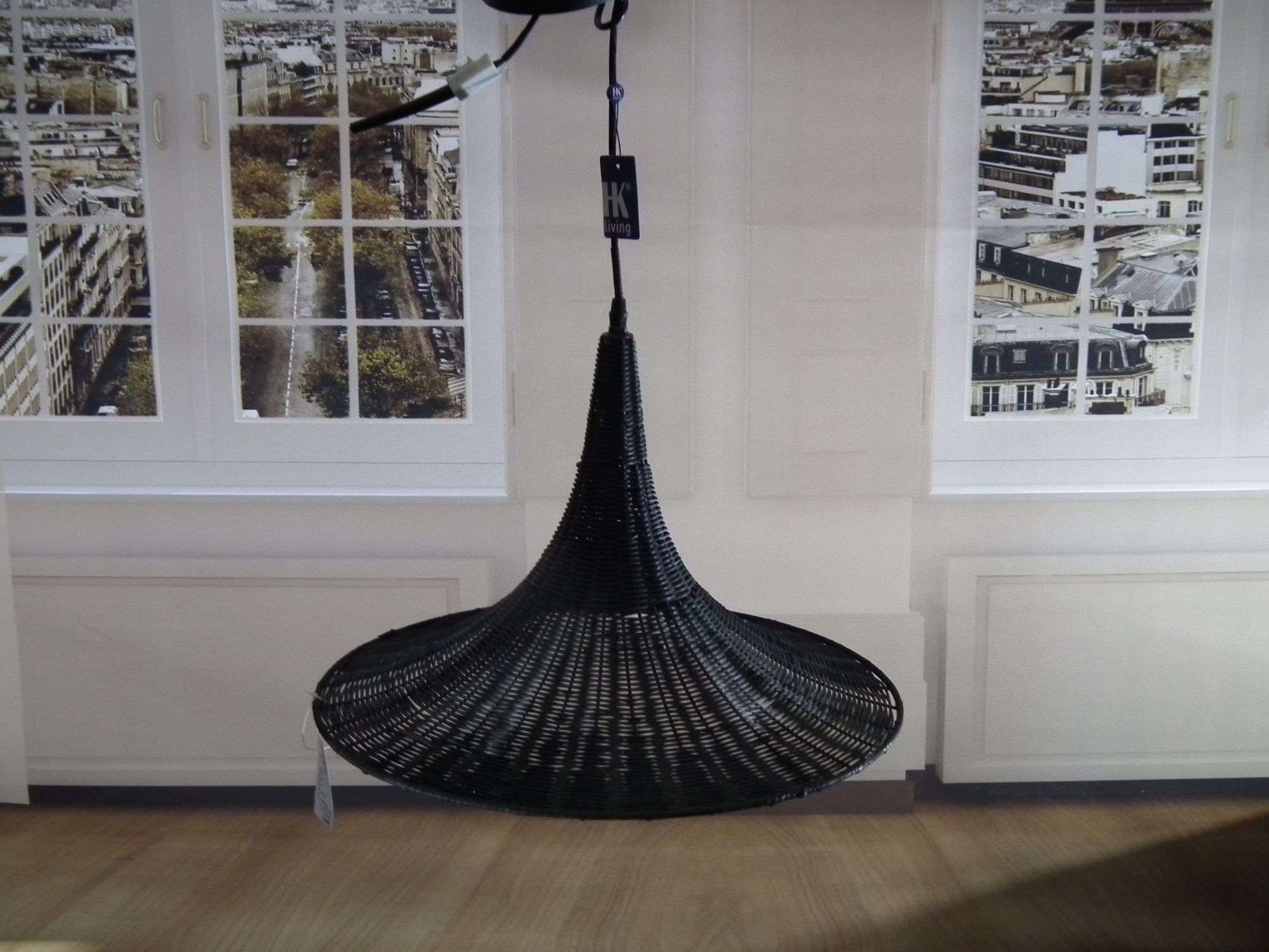 Hk Living Trompet Hanglamp Van Zwart Riet. - Design4All