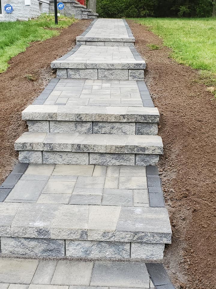 Granby, CT Stone Paver Walkway Installation Project Patio, Steps