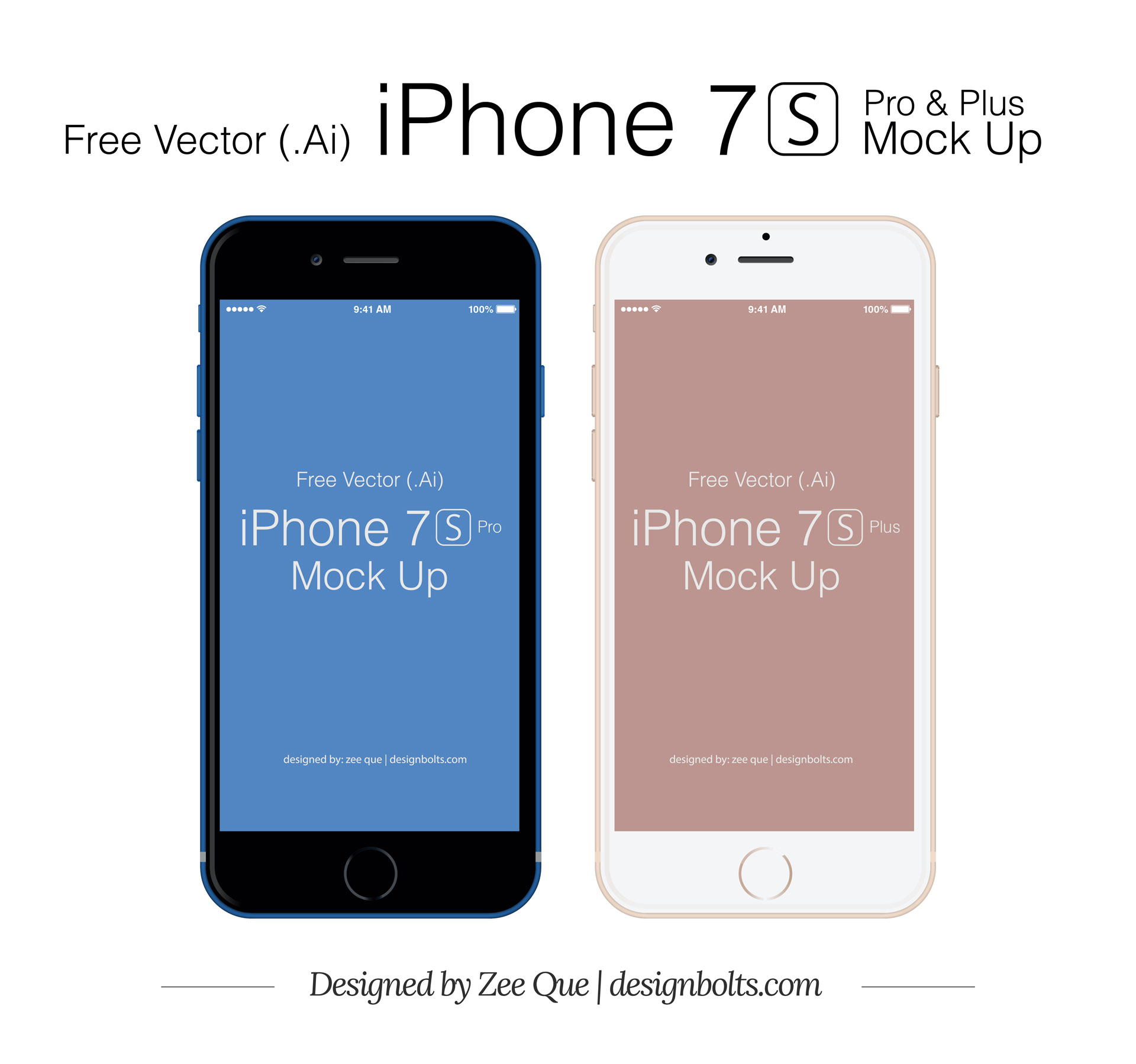 Free Vector Apple iPhone 7 S Plus & Pro Mockup in Ai & EPS