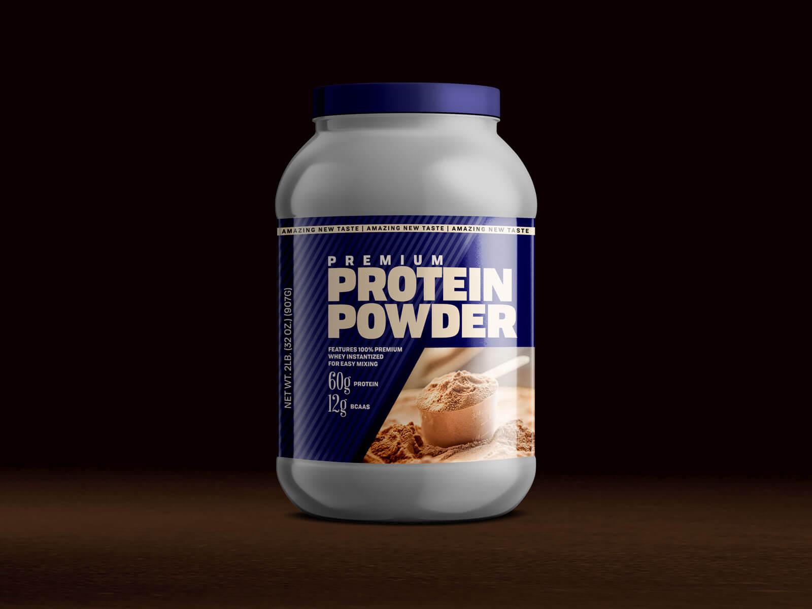 Free Protein Powder Bottle Mockup PSD Designbolts