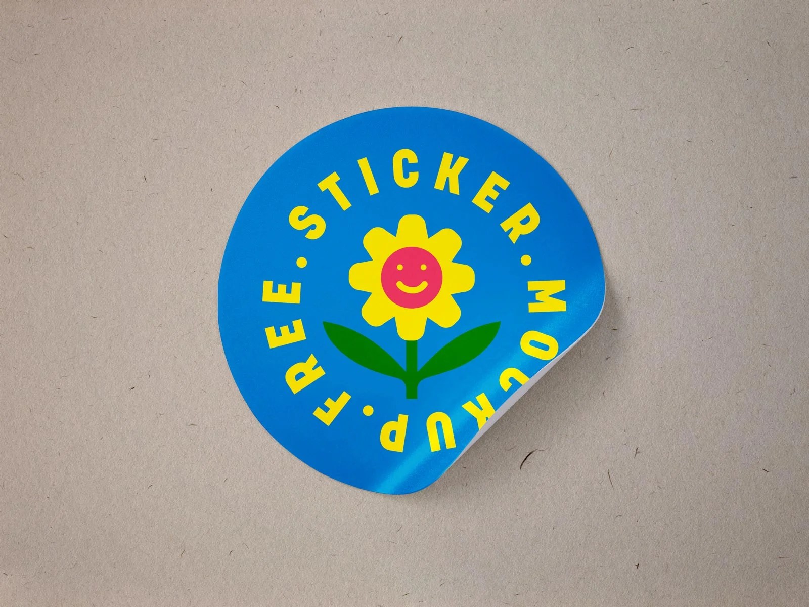 Free Rounded PeelOff Sticker Mockup PSD Designbolts