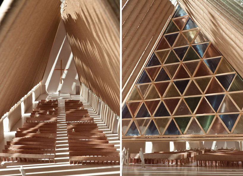 shigeru ban christchurch NZ cardboard cathedral under construction