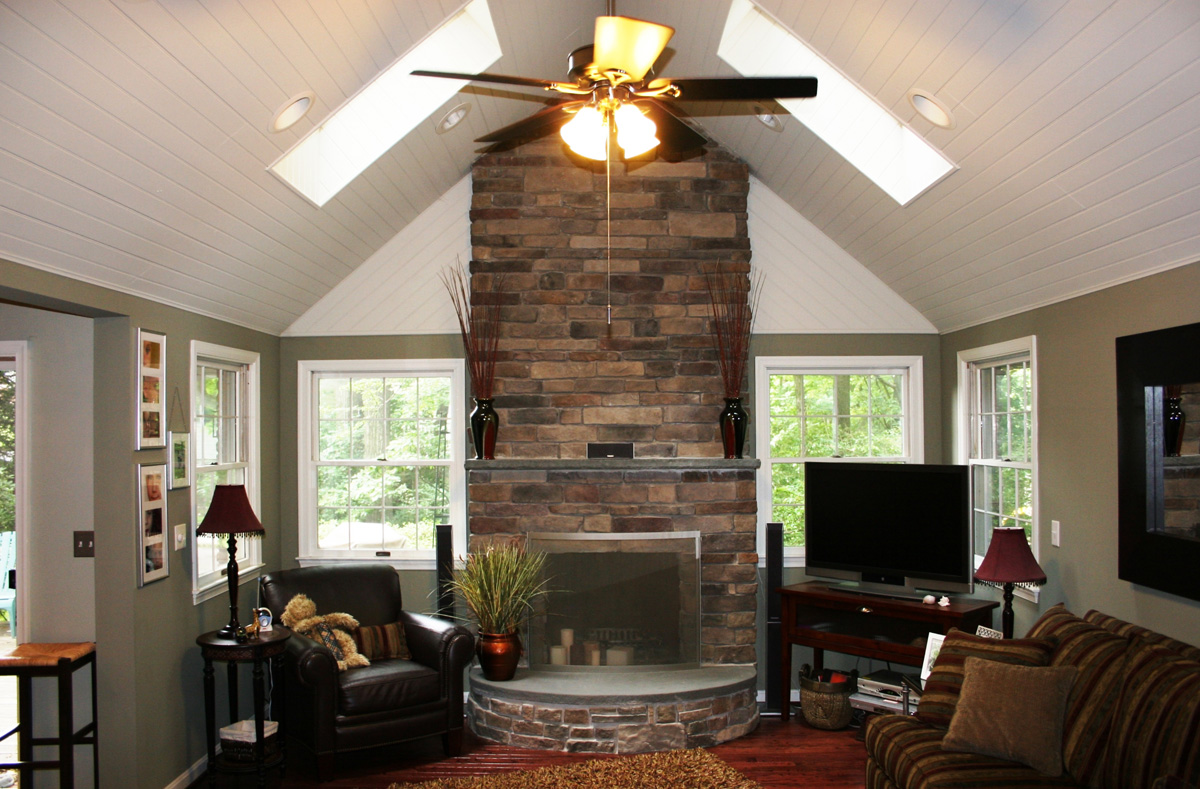 Family Room Addition With Vaulted Ceiling