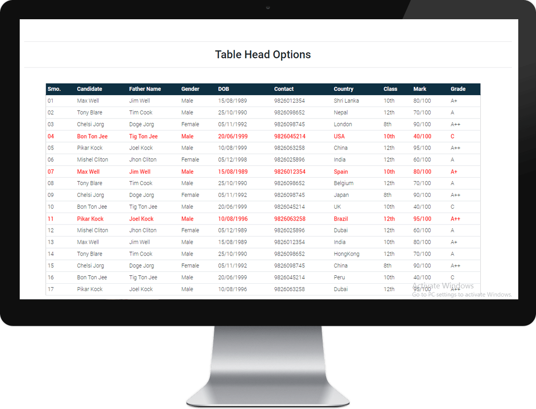 TBL bootstrap table scroll vertical