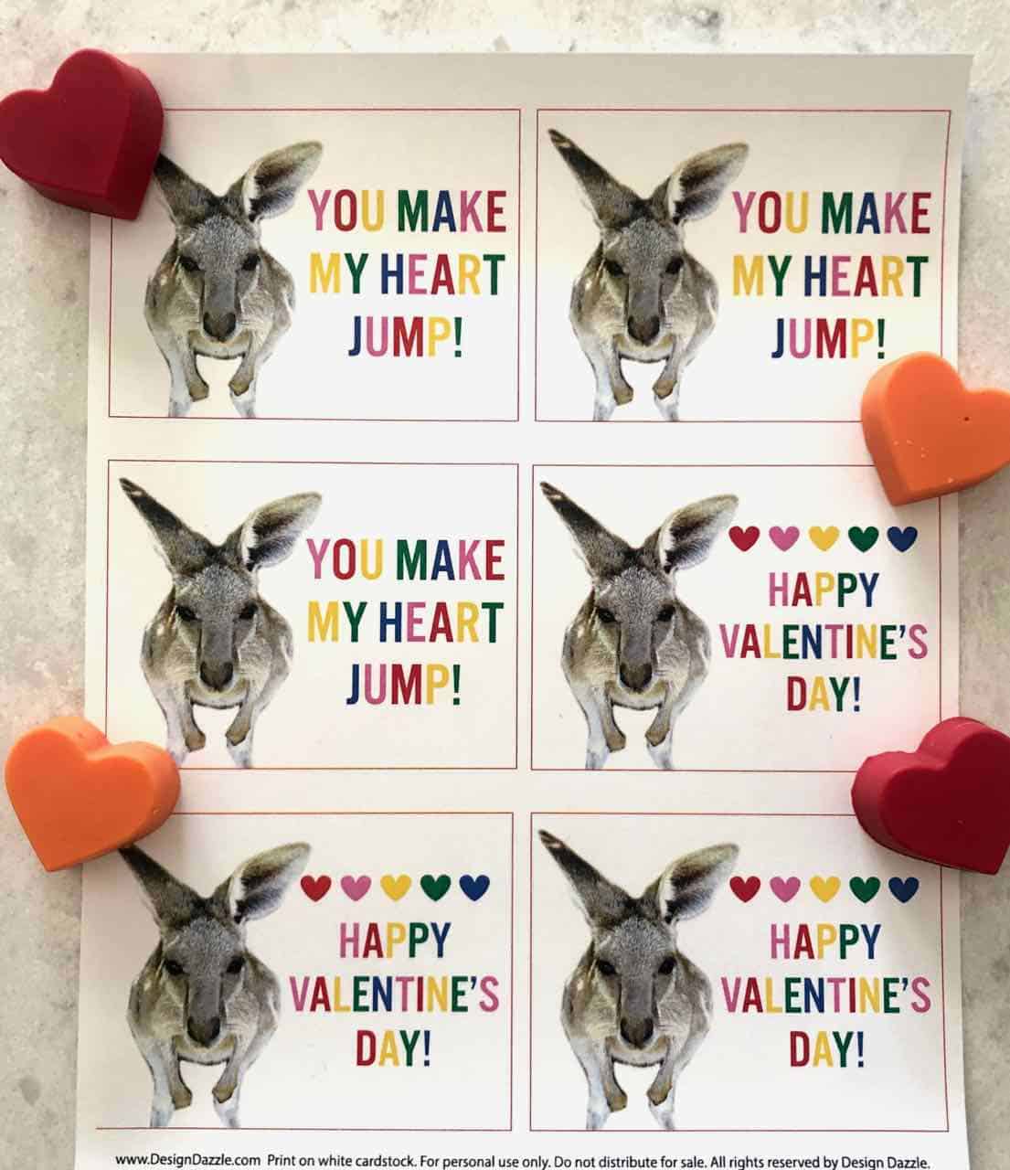 Kangaroo Valentine Free Printable - Design Dazzle