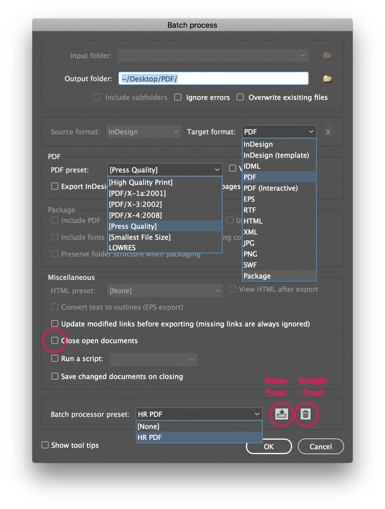 Batch conversie van indd naar PDF InDesign WrittenBy Mirna