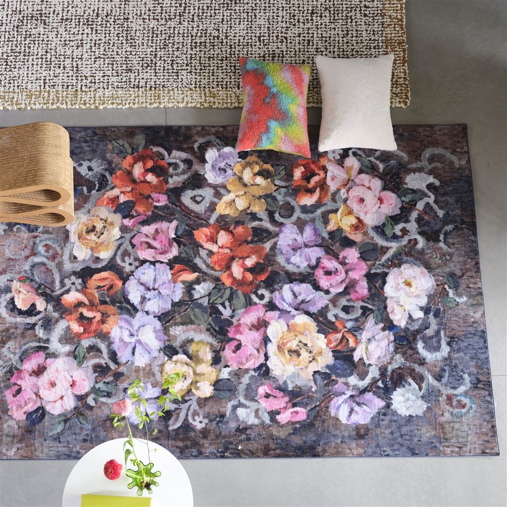 Tapestry Flower Damson Rug Designers Guild