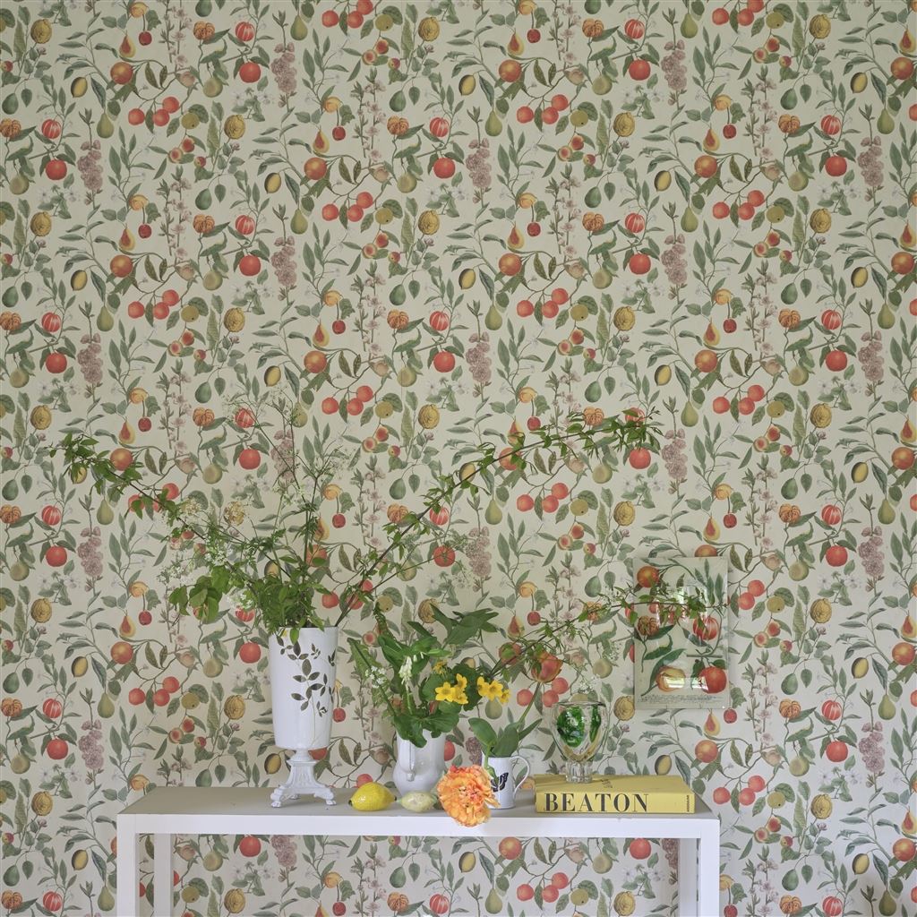 Orchard Fruits Parchment Wallpaper John Derian