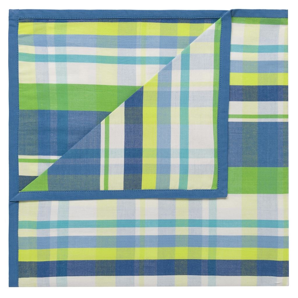 Madrasi Cobalt Cotton Runner, Placemats & Napkins Designers Guild