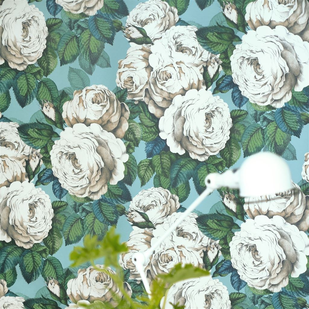 The Rose Swedish Blue Wallpaper John Derian Designers Guild