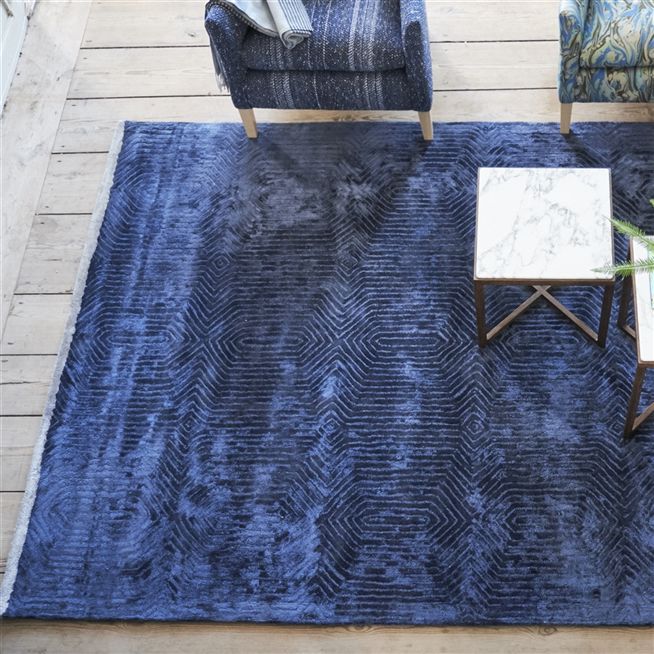 Roxburgh Indigo Blue Geometric Rug Designers Guild