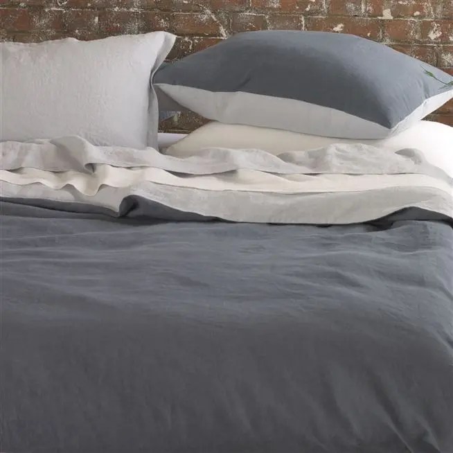 Biella Dusk & Duck Egg Plain Washed Bedding Designers Guild