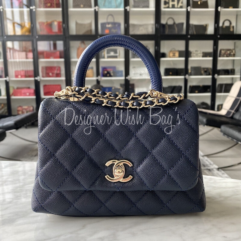 Chanel Mini Coco Handle Navy Designer WishBags