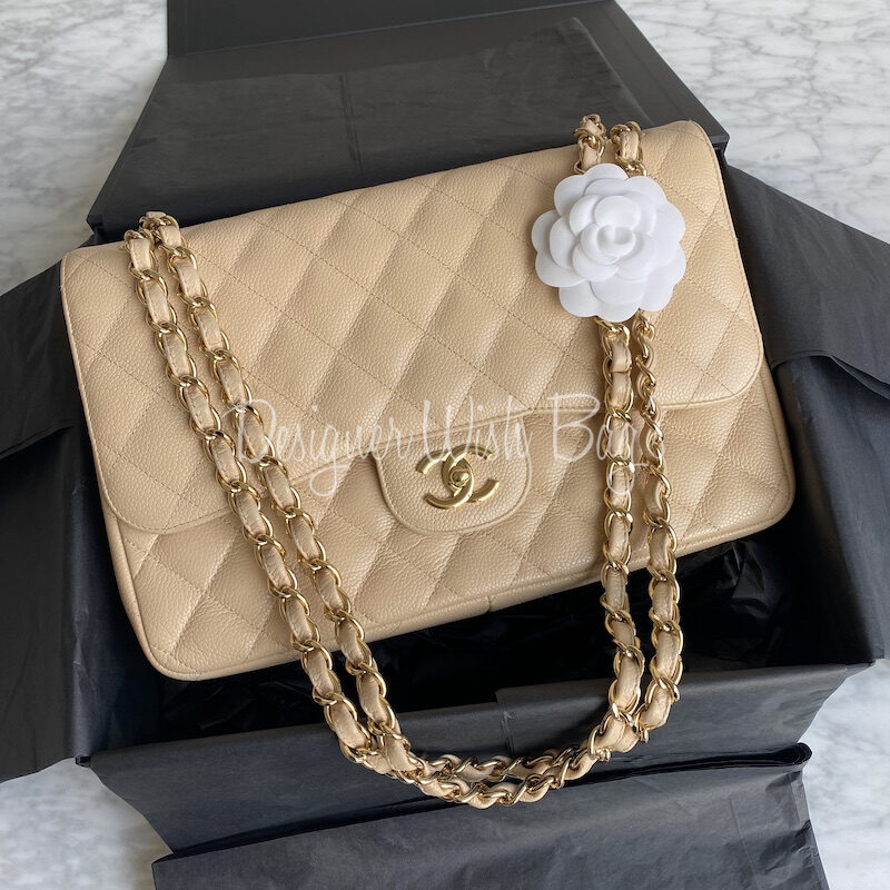 Chanel Jumbo Beige Clair Caviar GHW Designer WishBags