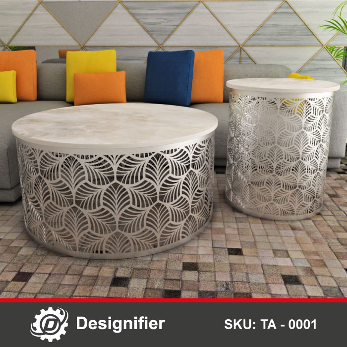 Table design leaves pattern TA0001, DXF file ready to cut for Laser