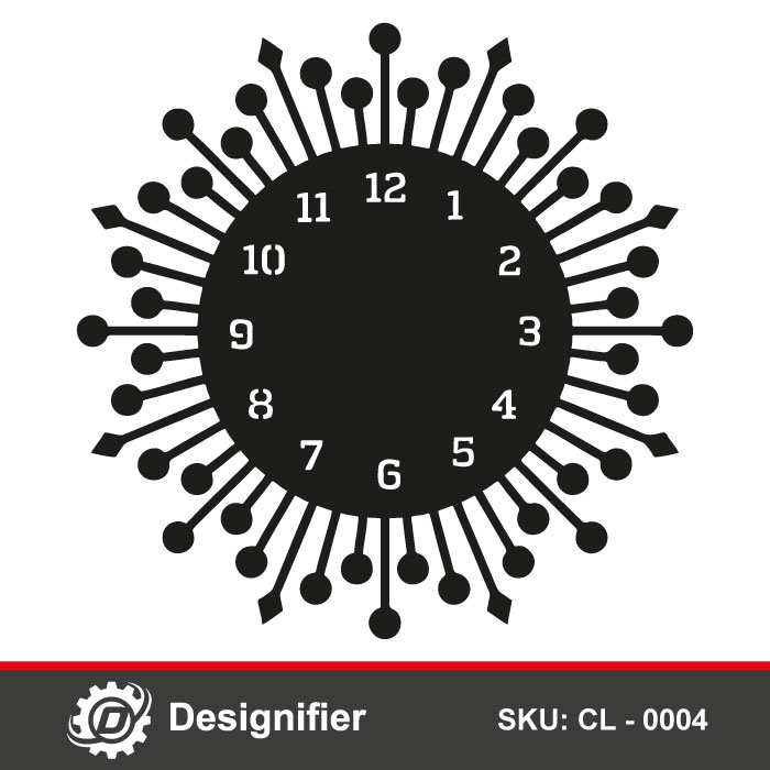 Modern Geometric Wall Clock CL0004, DXF File Ready for cutting with