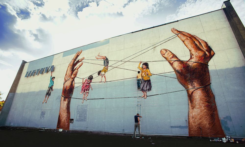 Lithuanian street artist, Ernest "ZACH" Zacharevic has been dubbed the Lithuanian street artist, Ernest "ZACH" Zacharevic has been dubbed the
